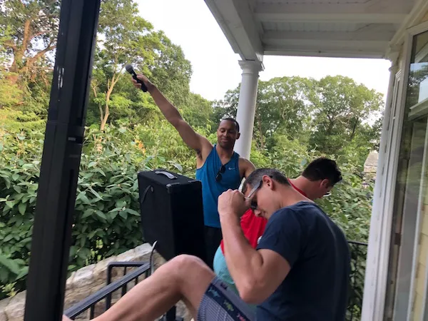guys having fun singing