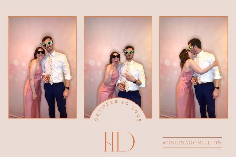 Printed photo strip of a couple from a wedding photo booth